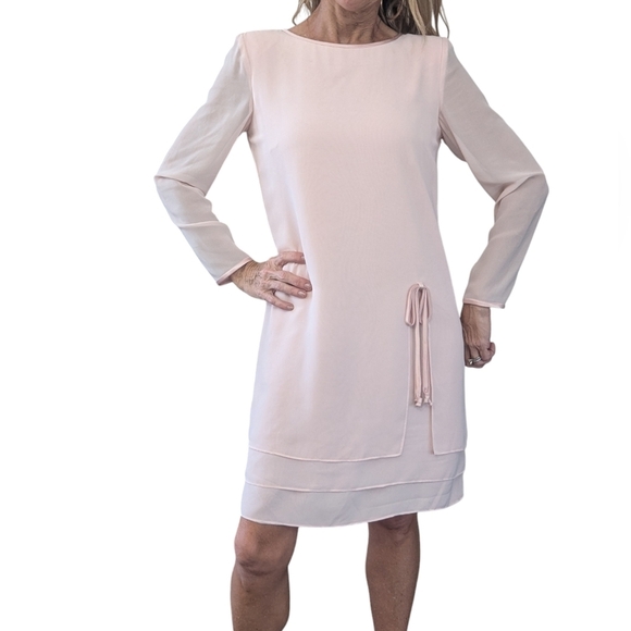 Vintage Liz Claiborne Sheer Pastel Pink Shift Dress Minimalist 90s Style Size 4 - Picture 1 of 9